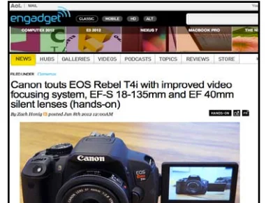 Canon USA: Product launches and press activity