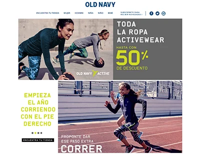 Old Navy: Mexico site and email, desktop