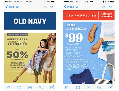 Old Navy: Mexico site and email, email