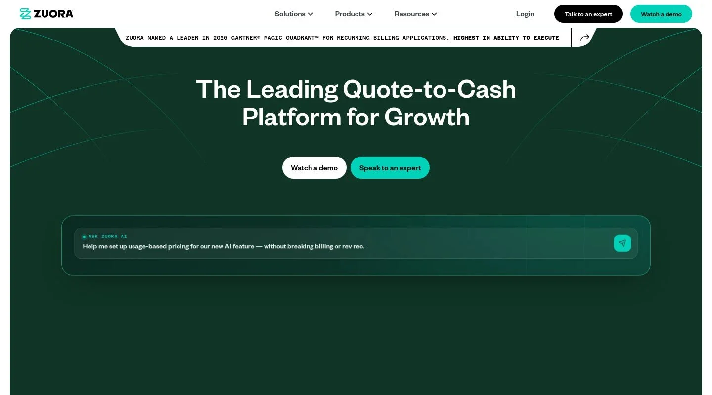 Zuora.com homepage